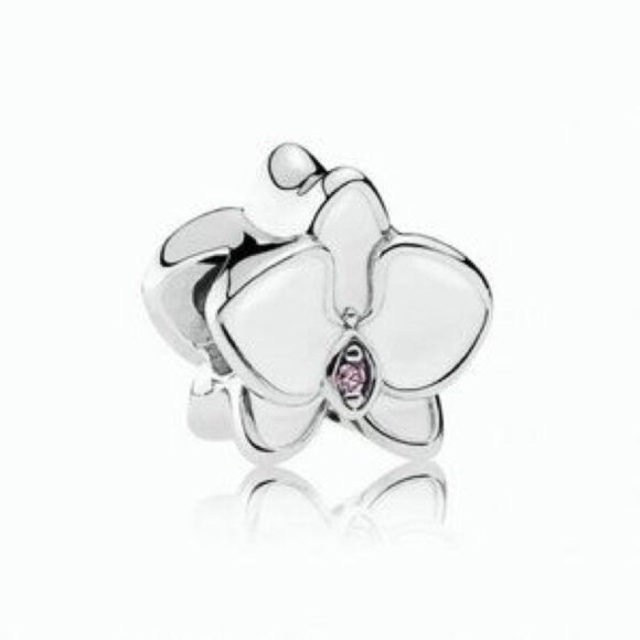 Pandora White Orchid Charm - Picture 1 of 4